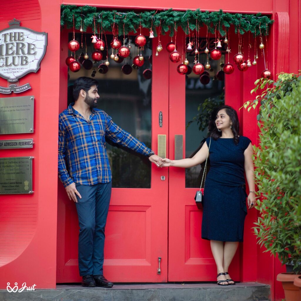 Prewedding couple photo in front of The Bier Club